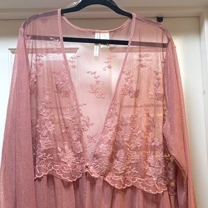 Dusty rose colored sheer cardigan/cover